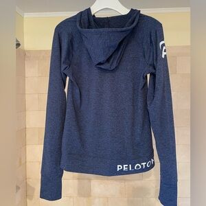Heathered navy lightweight hoodie with center pocket, women’s size M. Unworn.